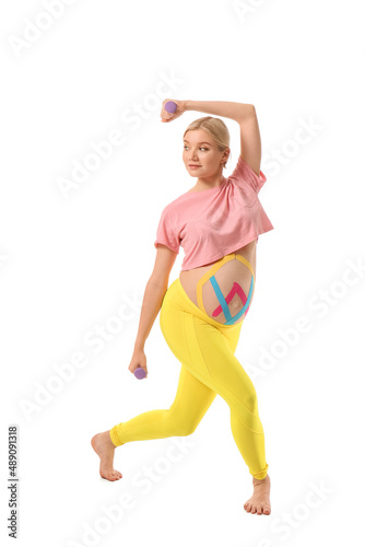 Pregnant woman with applied...