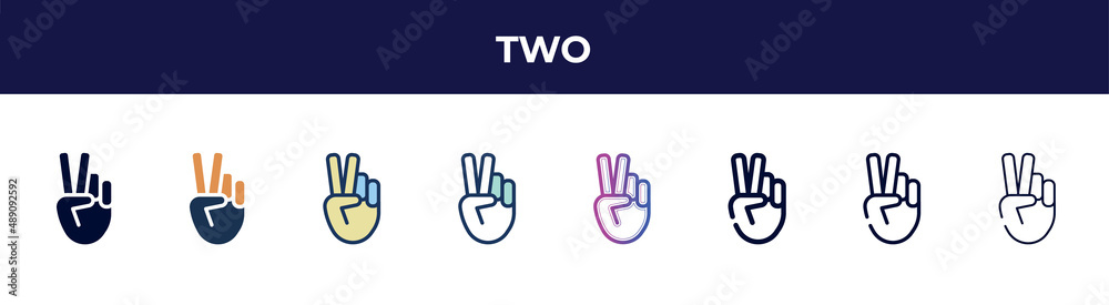 two icon in 8 styles. line, filled, glyph, thin outline, colorful, stroke and gradient styles, two vector sign. symbol, logo illustration. different style icons set. two icon in 8 styles. line, filled, glyph, thin outline, colorful, stroke and gradient styles, two vector sign. symbol, logo illustration. different style icons set.