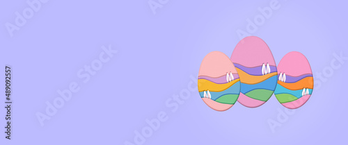 Easter banner with imitation of paper crafts. 