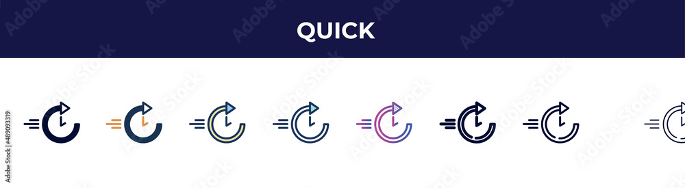 quick icon in 8 styles. line, filled, glyph, thin outline, colorful, stroke and gradient styles, quick vector sign. symbol, logo illustration. different style icons set. quick icon in 8 styles. line, filled, glyph, thin outline, colorful, stroke and gradient styles, quick vector sign. symbol, logo illustration. different style icons set.