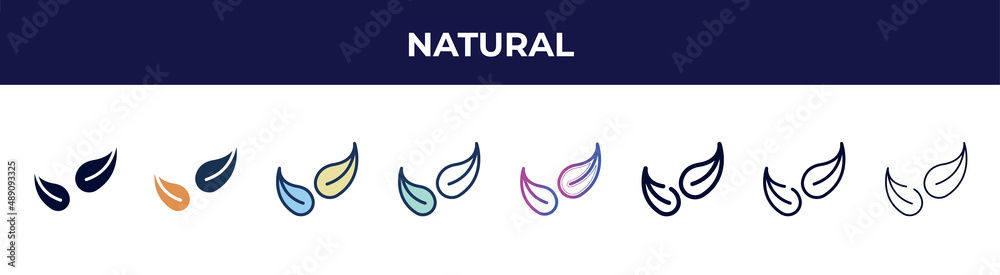 natural icon in 8 styles. line, filled, glyph, thin outline, colorful, stroke and gradient styles, natural vector sign. symbol, logo illustration. different style icons set. natural icon in 8 styles. line, filled, glyph, thin outline, colorful, stroke and gradient styles, natural vector sign. symbol, logo illustration. different style icons set.