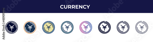 Free Download currency icon in 8 styles. line, filled, glyph, thin outline, colorful, stroke and gradient styles, currency vector sign. symbol, logo illustration. different style icons set. - GFXLoad