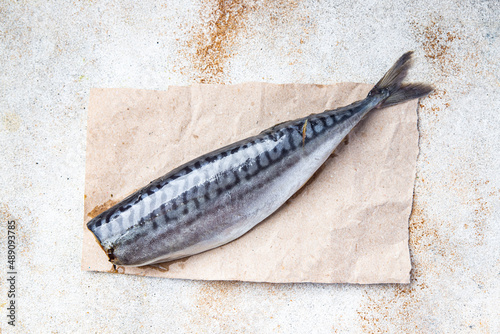 mackerel salty fish fresh seafood fresh portion healthy meal food diet snack on the table copy space food background rustic top view pescatarian diet