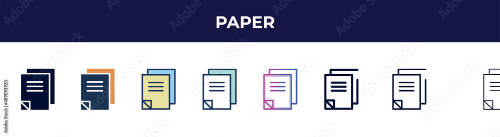 paper icon in 8 styles. line, filled, glyph, thin outline, colorful, stroke and gradient styles, paper vector sign. symbol, logo illustration. different style icons set. paper icon in 8 styles. line, filled, glyph, thin outline, colorful, stroke and gradient styles, paper vector sign. symbol, logo illustration. different style icons set.