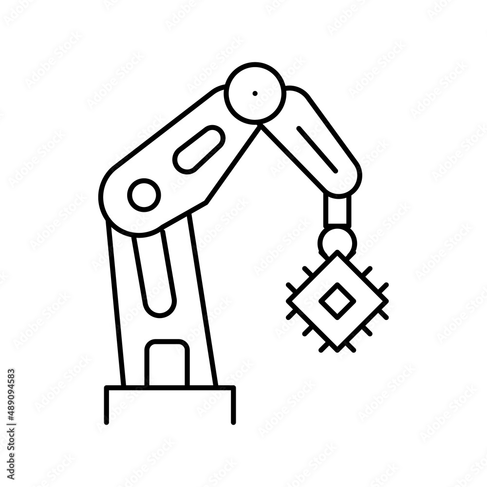 robotic arm semiconductor manufacturing line icon vector illustration robotic arm semiconductor manufacturing line icon vector illustration