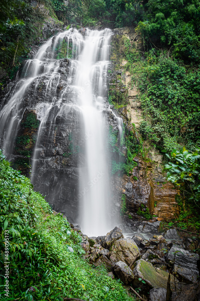 Amazing waterfall in green forest,The terrestrial Halaza Waterfall is in Bang Lang National Park Tham Thalu , Bannang Sata , Yala Thailand
