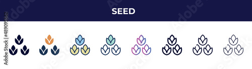 seed icon in 8 styles. line, filled, glyph, thin outline, colorful, stroke and gradient styles, seed vector sign. symbol, logo illustration. different style icons set.