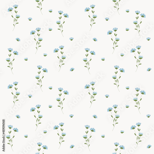 Simple seamless pattern with decorative flowers and leaves. Floral tenderness background for textile, fabric manufacturing, wallpaper, covers, surface, print, gift wrap, scrapbooking.