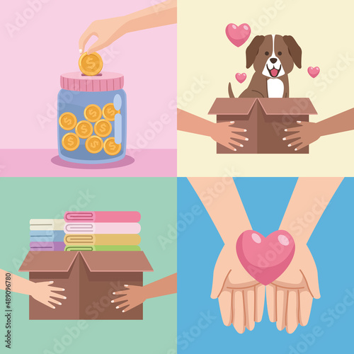 four volunteering campaign icons