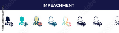 impeachment icon in 8 styles. line, filled, glyph, thin outline, colorful, stroke and gradient styles, impeachment vector sign. symbol, logo illustration. different style icons set.