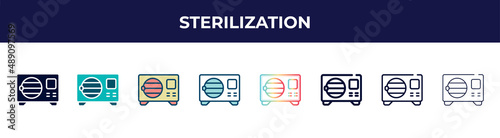 sterilization icon in 8 styles. line, filled, glyph, thin outline, colorful, stroke and gradient styles, sterilization vector sign. symbol, logo illustration. different style icons set.