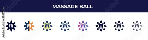 massage ball icon in 8 styles. line, filled, glyph, thin outline, colorful, stroke and gradient styles, massage ball vector sign. symbol, logo illustration. different style icons set.