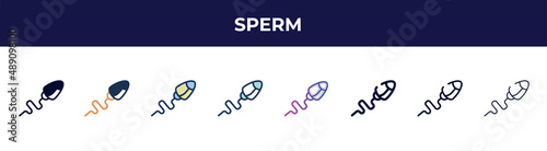 sperm icon in 8 styles. line, filled, glyph, thin outline, colorful, stroke and gradient styles, sperm vector sign. symbol, logo illustration. different style icons set.