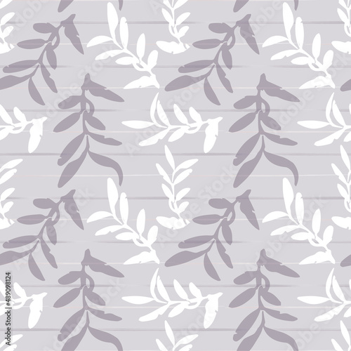 Abstract Leaves Seamless Pattern Pastel Color Background.