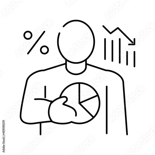 businessman financial losses line icon vector illustration