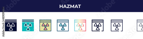 hazmat icon in 8 styles. line, filled, glyph, thin outline, colorful, stroke and gradient styles, hazmat vector sign. symbol, logo illustration. different style icons set.