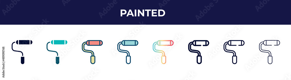painted icon in 8 styles. line, filled, glyph, thin outline, colorful, stroke and gradient styles, painted vector sign. symbol, logo illustration. different style icons set. painted icon in 8 styles. line, filled, glyph, thin outline, colorful, stroke and gradient styles, painted vector sign. symbol, logo illustration. different style icons set.