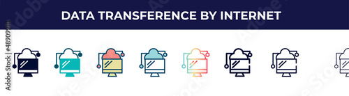 data transference by internet icon in 8 styles. line, filled, glyph, thin outline, colorful, stroke and gradient styles, data transference by internet vector sign. symbol, logo illustration.