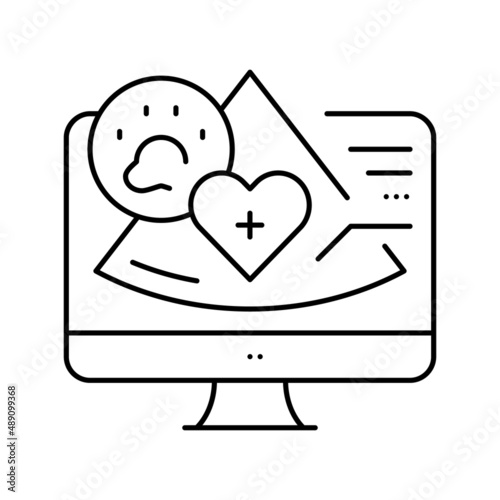 echocardiogram examining medical equipment line icon vector illustration