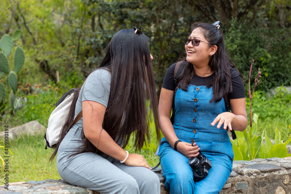 dos amigas alegres sentados en un parque al aire libre durante un día de verano. amistad y vacaciones.viajes,naturaleza dos amigas alegres sentados en un parque al aire libre durante un día de verano. amistad y vacaciones.viajes,naturaleza