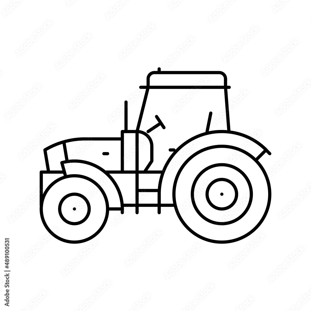 tractor farm transport line icon vector illustration