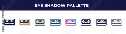 eye shadow pallette icon in 8 styles. line, filled, glyph, thin outline, colorful, stroke and gradient styles, eye shadow pallette vector sign. symbol, logo illustration. different style icons set.