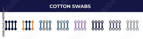 cotton swabs icon in 8 styles. line, filled, glyph, thin outline, colorful, stroke and gradient styles, cotton swabs vector sign. symbol, logo illustration. different style icons set.