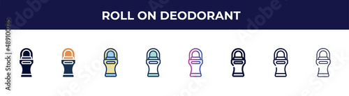 roll on deodorant icon in 8 styles. line, filled, glyph, thin outline, colorful, stroke and gradient styles, roll on deodorant vector sign. symbol, logo illustration. different style icons set.