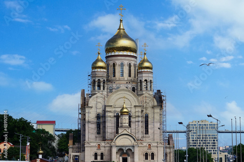 Cityscape with a view of the Church. Vladivostok, Russia