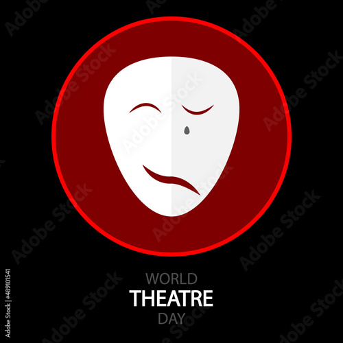 World theater day half mask, vector art illustration.