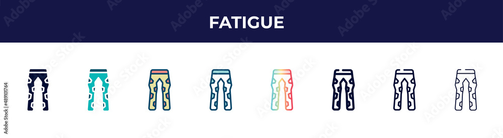 fatigue icon in 8 styles. line, filled, glyph, thin outline, colorful, stroke and gradient styles, fatigue vector sign. symbol, logo illustration. different style icons set. fatigue icon in 8 styles. line, filled, glyph, thin outline, colorful, stroke and gradient styles, fatigue vector sign. symbol, logo illustration. different style icons set.