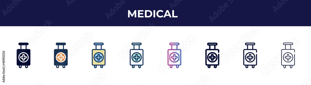 medical icon in 8 styles. line, filled, glyph, thin outline, colorful, stroke and gradient styles, medical vector sign. symbol, logo illustration. different style icons set. medical icon in 8 styles. line, filled, glyph, thin outline, colorful, stroke and gradient styles, medical vector sign. symbol, logo illustration. different style icons set.