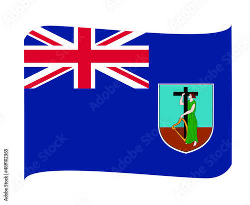 Montserrat Flag National North America Emblem Ribbon Icon Vector Illustration Abstract Design Element