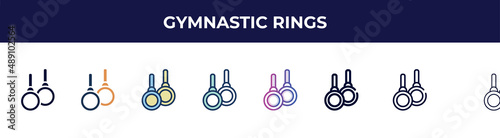 gymnastic rings icon in 8 styles. line, filled, glyph, thin outline, colorful, stroke and gradient styles, gymnastic rings vector sign. symbol, logo illustration. different style icons set.