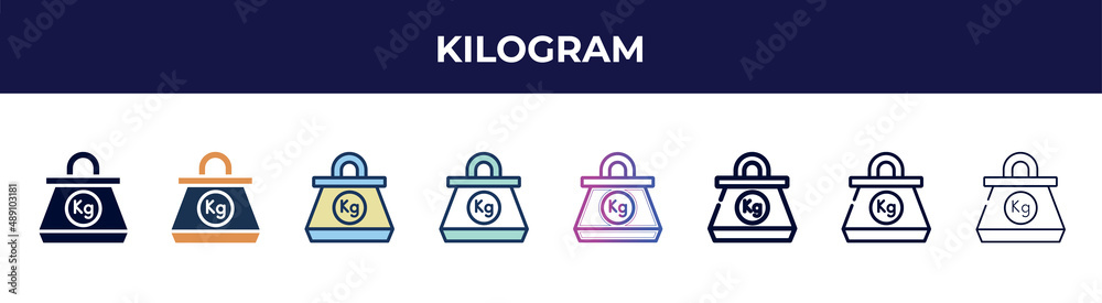 kilogram icon in 8 styles. line, filled, glyph, thin outline, colorful ...