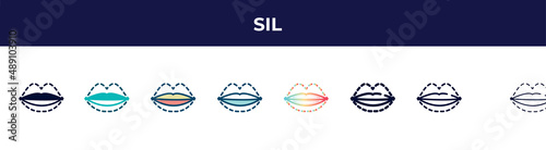 sil icon in 8 styles. line  filled  glyph  thin outline  colorful  stroke and gradient styles  sil vector sign. symbol  logo illustration. different style icons set.