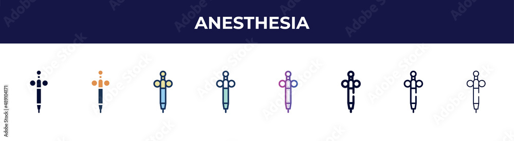 anesthesia icon in 8 styles. line, filled, glyph, thin outline, colorful, stroke and gradient styles, anesthesia vector sign. symbol, logo illustration. different style icons set. anesthesia icon in 8 styles. line, filled, glyph, thin outline, colorful, stroke and gradient styles, anesthesia vector sign. symbol, logo illustration. different style icons set.