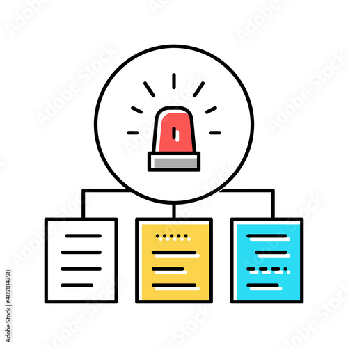 documentation with incidents color icon vector illustration