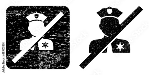 Vector blacklisted police stencil icon. Grunge blacklisted police seal stamp, done with icon and rounded square. Rounded square stamp include blacklisted police subtracted shape inside.