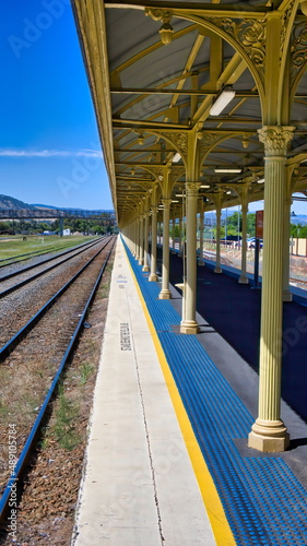 Looking Down the Railway Line and Platform at Albury Railway Station photo