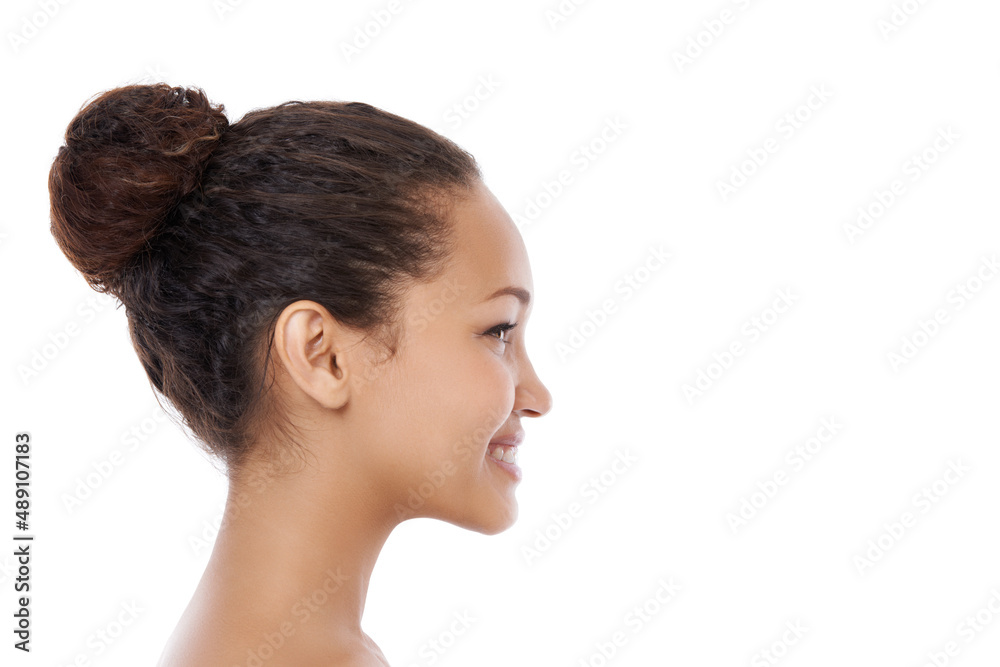 The perfect bun. Profile of a beautiful young ethnic woman. The perfect bun. Profile of a beautiful young ethnic woman.