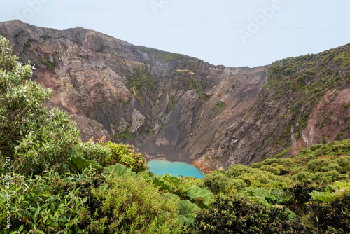 Scenic view of the irazu crater volcano in costa rica national park photo