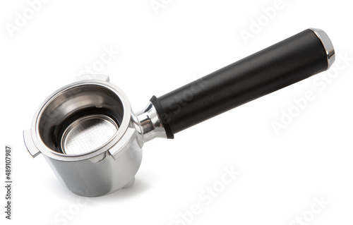 фотографія filter holder for espresso coffee machine isolated on white background