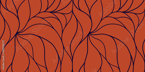 Elegant seamless floral pattern. Wavy vector abstract background. Stylish modern linear texture.