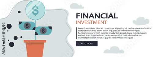Finance Insurance. Money Investment. Money security. Flat vector illustration. Website banner