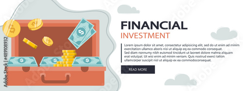 Finance Insurance. Money Investment. Money security. Flat vector illustration. Website banner