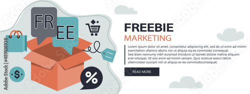 Freebie marketing concept. Flat vector illustration. Website banner