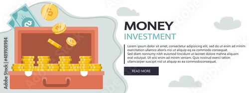 Finance Insurance. Money Investment. Money security. Flat vector illustration. Website banner