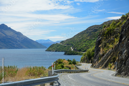 'Devil's Staircase' serpentine road along Lake Wakatipu, New Zealand