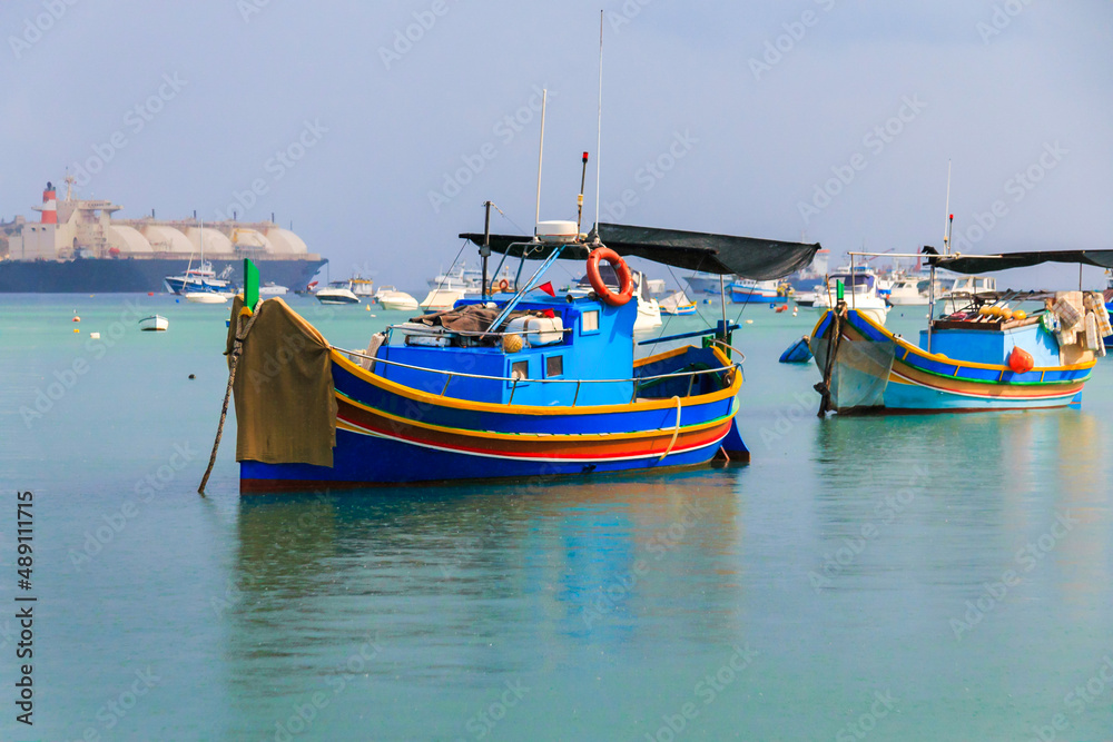 Marsaxlokk fishing boats Malta - Raining